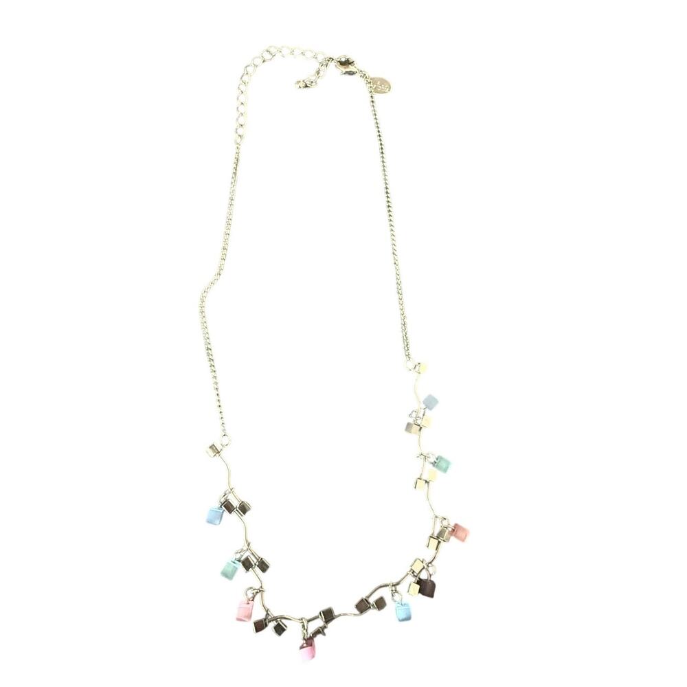 Lia Sophia "Chatterbox" Cube Silver Necklace